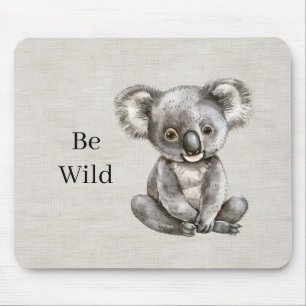 Tapis De Souris Koala Safari Animal Fausse Linen