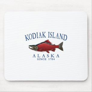 Tapis De Souris Kodiak Island Alaska Saumon Depuis 1784 Bleu Marin