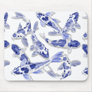 Tapis De Souris Koi bleu et blanc