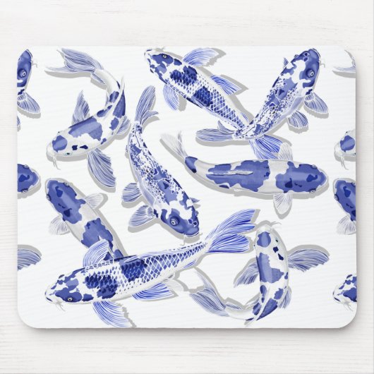 Tapis De Souris Koi bleu et blanc (Devant)