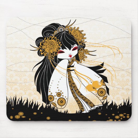 Tapis De Souris kokeshi chrysanthème (Devant)
