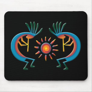 Tapis De Souris Kokopelli avec Sun Southwest Black Mousepad