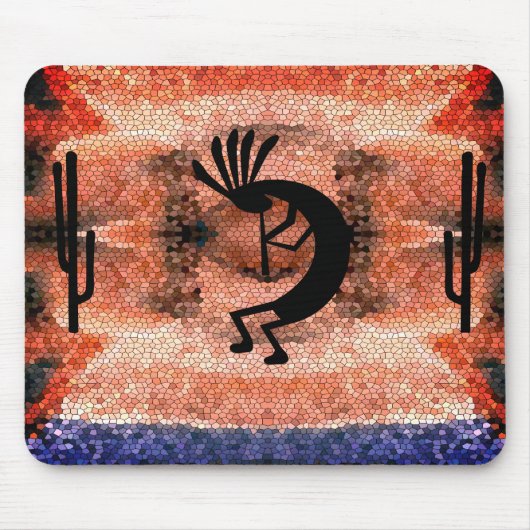 Tapis De Souris Kokopelli Sunset Mosaic Sud-Ouest du désert (Devant)