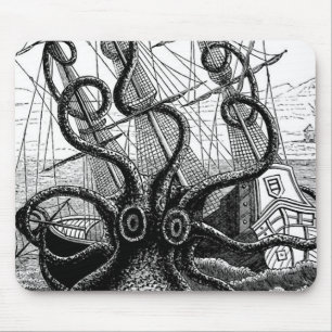 Tapis De Souris Kraken Eatting un bateau de navigation