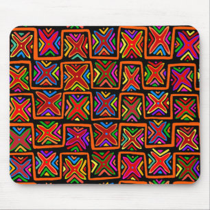 Tapis De Souris Kuna Indian Mola Tribal Checks - Rouge