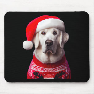Tapis De Souris Kuvasz Chien avec le chapeau de Noël Noël Noël Noë