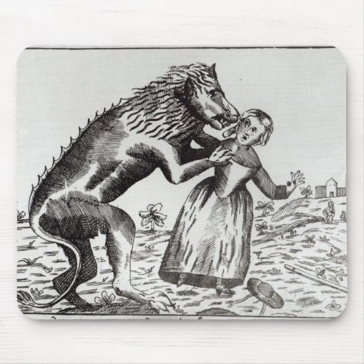 Tapis De Souris La bête de Gevaudan attaquant une jeune fille (Devant)