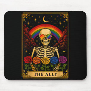 Tapis De Souris La carte de tarot de l'allié squelette arc-en-ciel