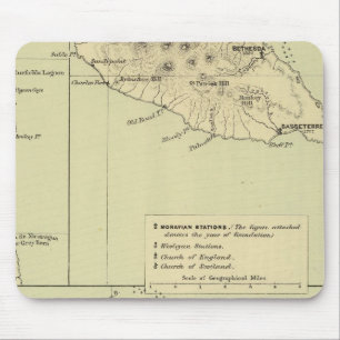 Tapis De Souris La Carte Lithographiée D'Antigua