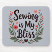 Tapis De Souris La Couture Est Ma Belle Typographie Florale (Devant)