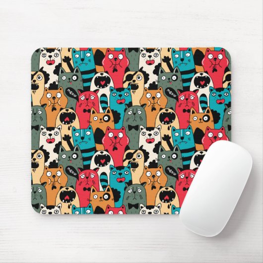 Tapis De Souris La Crowd of cats (Avec souris)