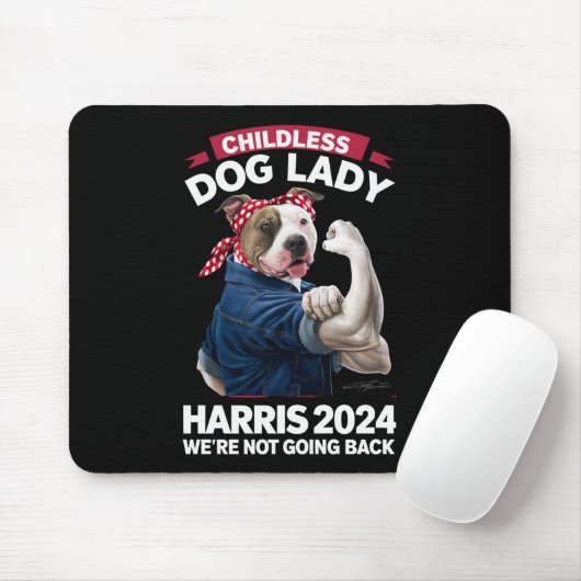 Tapis De Souris La Dame des Chiens Sans Enfants Vote Kamala Electi (Avec souris)
