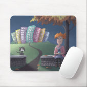 Tapis De Souris La dame du chat dans le parc (Avec souris)