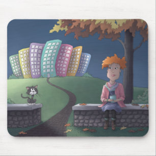 Tapis De Souris La dame du chat dans le parc