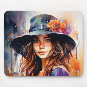 Tapis De Souris La Femme dans le Casquette : Portrait de grâce vib