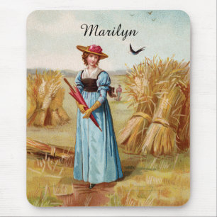 Tapis de souris La femme dans le champ de blé