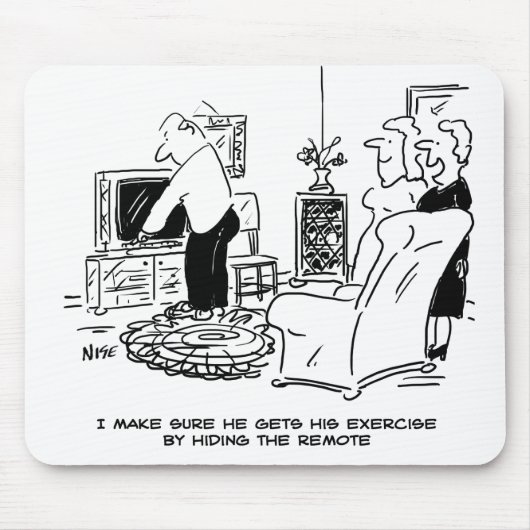 Tapis De Souris La femme masque la télécommande de la télévision (Devant)