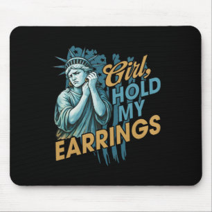 Tapis De Souris La Fille Tenir Mes Boucles D'Oreilles Mode De Lutt