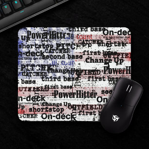 Tapis De Souris La gloire du baseball Mots du drapeau américain