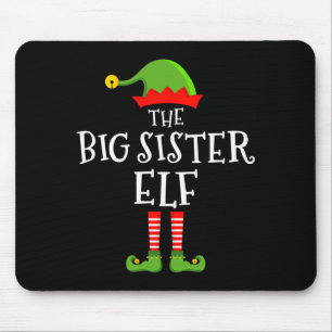 Tapis De Souris La grande sœur elfe drôle de Noël famille appariée