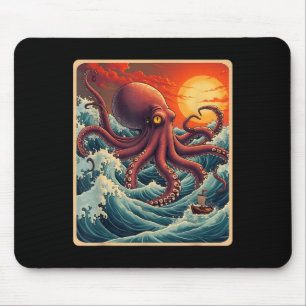 Tapis De Souris La Grande Vague Au Large De Kanagawa Octopus Retro