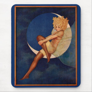 Tapis De Souris La lune est une belle femme et un hosiery des anné