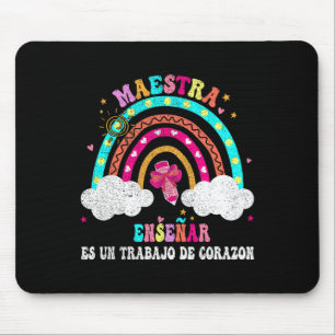 Tapis De Souris La Maestra Enseignante d'espagnol bilingue pour fe