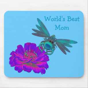 Tapis De Souris La Meilleure libellule maman du monde sur la fleur