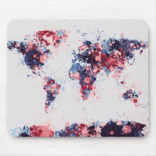 Tapis De Souris La peinture de carte du monde éclabousse (Devant)