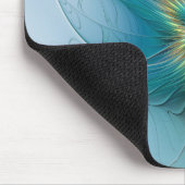Tapis De Souris La petite Beauté Moderne Bleu Or Fractal Flower (Coin)