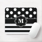 Tapis De Souris La rayure noire pointille la protection de souris (Avec souris)
