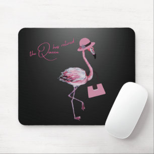 Tapis De Souris La Reine A Retraité Classy Chic Flamant rose Rose