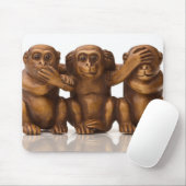 Tapis De Souris La sculpture de trois singes en bois (Avec souris)