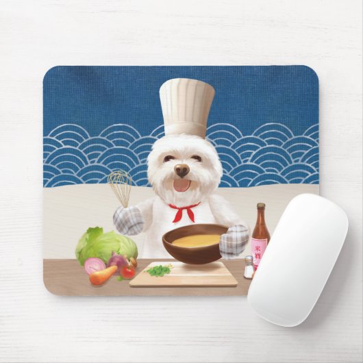 Tapis De Souris La soupe de cuisine Casquette Dog In Chef (Avec souris)