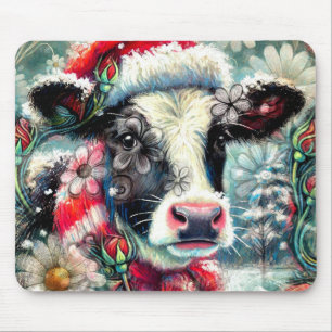 Tapis De Souris La vache rêve de temps plus chauds Turquoise Rouge