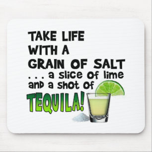 Tapis De Souris La vie, citron vert, sel, TEQUILA ! Humour de cock