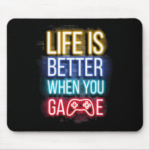 Tapis De Souris La vie est meilleure avec manette de jeu vidéo Jeu
