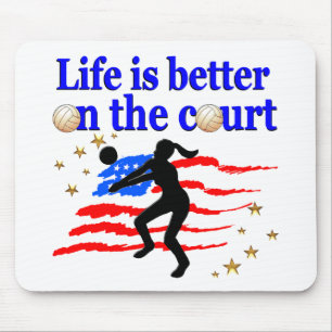 TAPIS DE SOURIS LA VIE EST MEILLEURE SUR LA COUR USA VOLLEYBALL DE