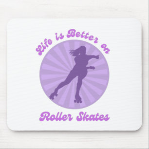 Tapis De Souris La vie est meilleure sur Roller Skates Purple Suns