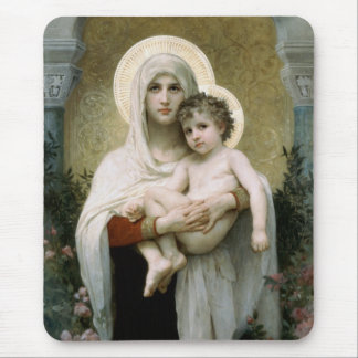 Tapis De Souris La Vierge des Roses de Bouguereau (1903)