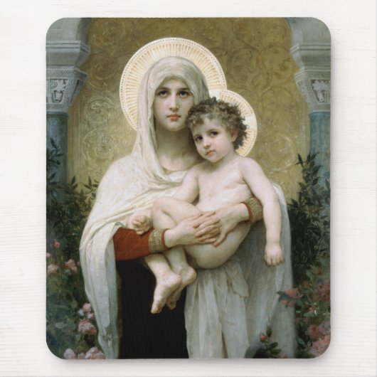 Tapis De Souris La Vierge des Roses de Bouguereau (1903) (Devant)