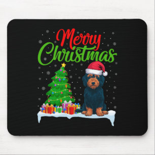 Tapis De Souris Labradoodé Chien Noël Lumières des arbres de Noël