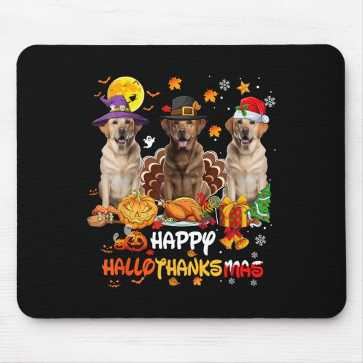 Tapis De Souris Labrador Chien Halloween Joyeux Thanksgiving Joyeu (Devant)