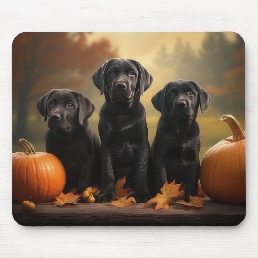 Tapis De Souris Labrador Chiot Automne Citrouille de plaisir (Devant)