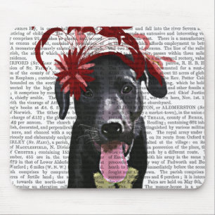 Tapis De Souris Labrador noir avec Fascinator rouge