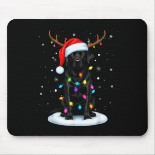 Tapis De Souris Labrador noir de Noël Chien Renne Lumières P