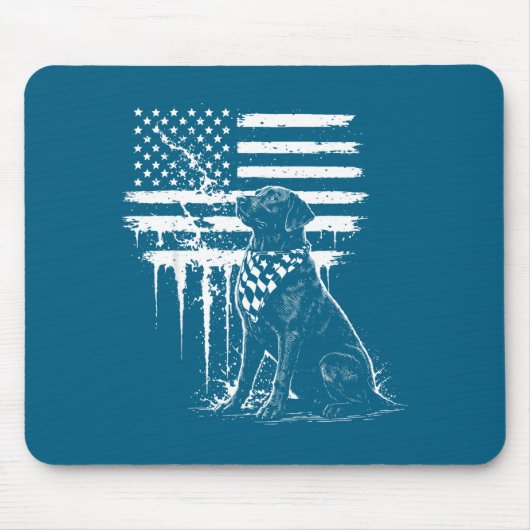Tapis De Souris Labrador noir design drapeau américain (Devant)