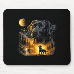 Tapis De Souris Labrador noir hurleur à la lune chien vintage