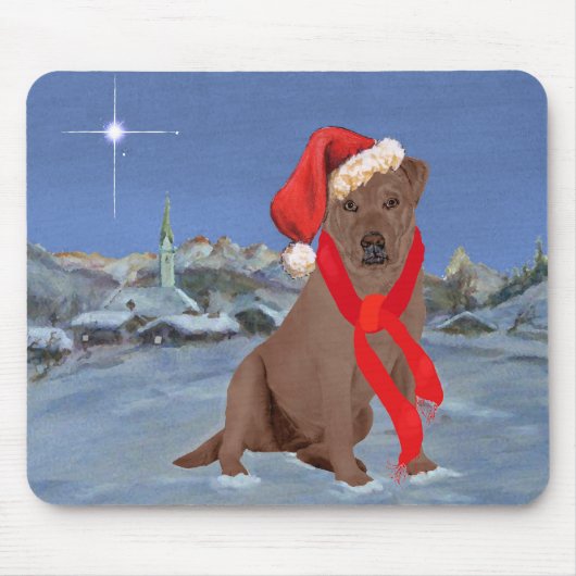 Tapis De Souris Labrador Retriever Chocolat Noël (Devant)