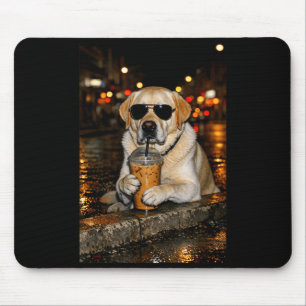 Tapis De Souris Labrador retriever drôle buvant du café glacé mign